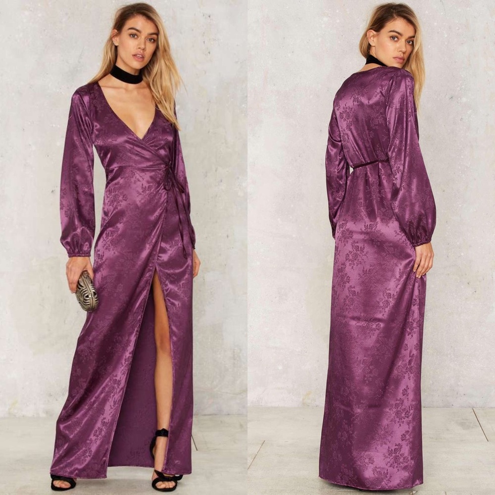 After Party Nasty Gal Dahlia Jacquard Wrap Dress